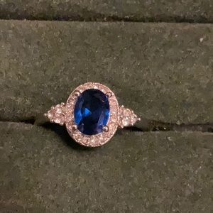 Imitation Sapphire and Diamonds Ring